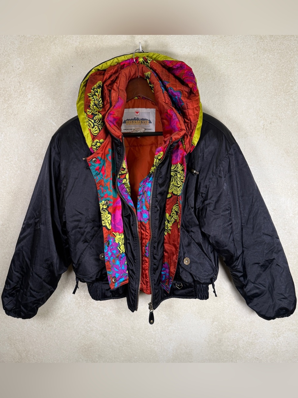 Obermeyer Vintage Ski Jacket Black floral 6